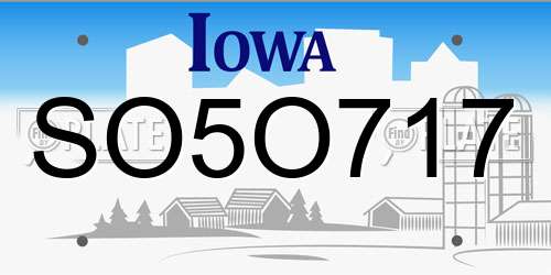 SO5O717 Iowa License Plate