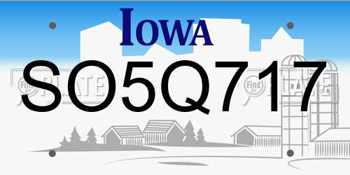 SO5Q717 Iowa License Plate