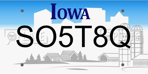 SO5T8Q Iowa License Plate