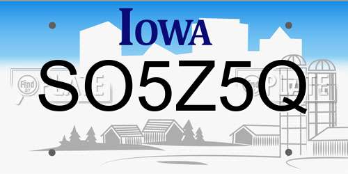 SO5Z5Q Iowa License Plate