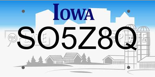 SO5Z8Q Iowa License Plate