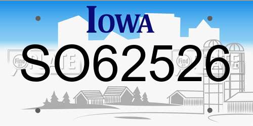 SO62526 Iowa License Plate