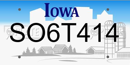 SO6T414 Iowa License Plate