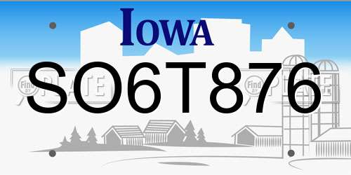 SO6T876 Iowa License Plate