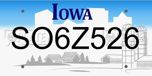 SO6Z526 Iowa License Plate