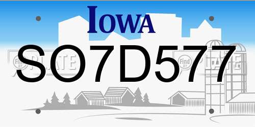 SO7D577 Iowa License Plate