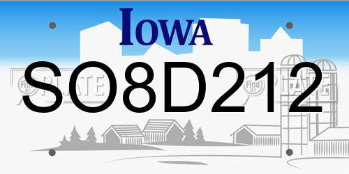 SO8D212 Iowa License Plate