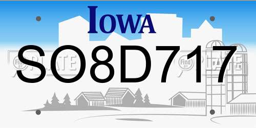 SO8D717 Iowa License Plate