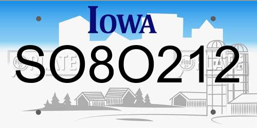SO8O212 Iowa License Plate