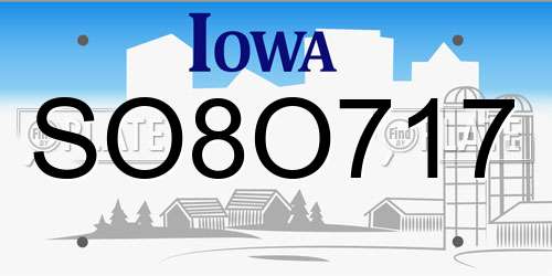 SO8O717 Iowa License Plate