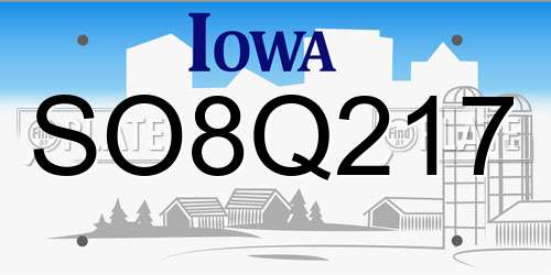 SO8Q217 Iowa License Plate