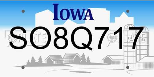 SO8Q717 Iowa License Plate