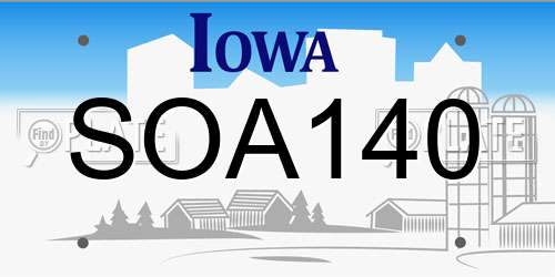 SOA140 Iowa License Plate