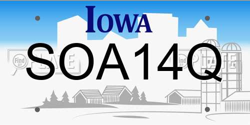 SOA14Q Iowa License Plate