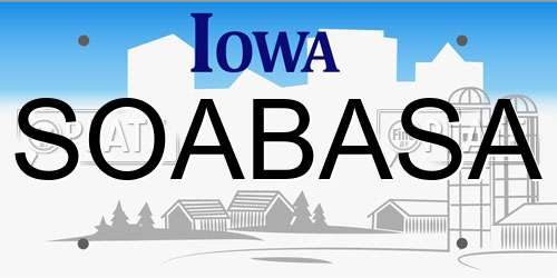 SOABASA Iowa License Plate