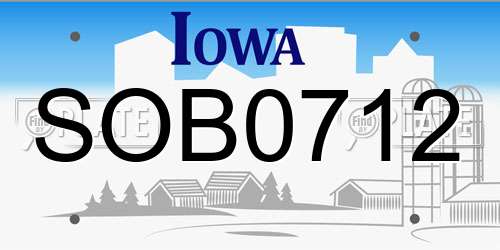 SOB0712 Iowa License Plate