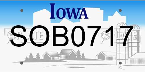 SOB0717 Iowa License Plate
