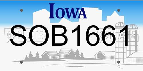 SOB1661 Iowa License Plate