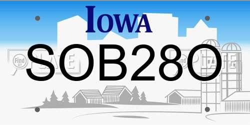 SOB28O Iowa License Plate