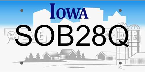 SOB28Q Iowa License Plate
