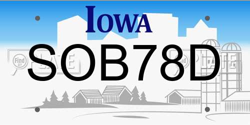 SOB78D Iowa License Plate