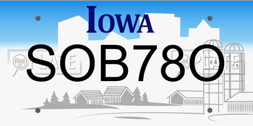 SOB78O Iowa License Plate