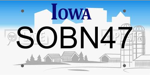 SOBN47 Iowa License Plate