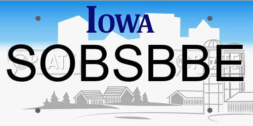 SOBSBBE Iowa License Plate