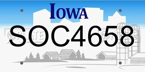 SOC4658 Iowa License Plate