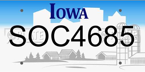 SOC4685 Iowa License Plate