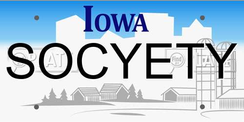 SOCYETY Iowa License Plate