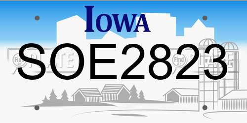 SOE2823 Iowa License Plate
