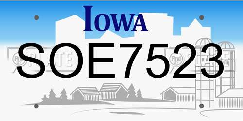 SOE7523 Iowa License Plate