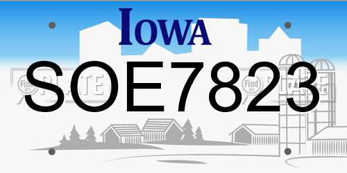 SOE7823 Iowa License Plate