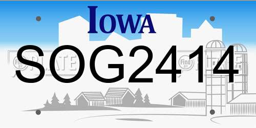 SOG2414 Iowa License Plate