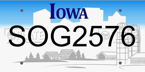 SOG2576 Iowa License Plate