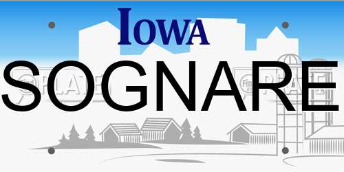 SOGNARE Iowa License Plate