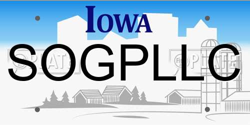 SOGPLLC Iowa License Plate