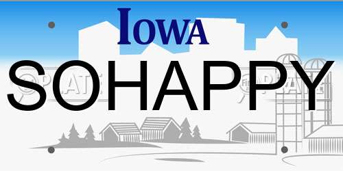 SOHAPPY Iowa License Plate