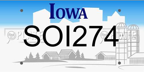 SOI274 Iowa License Plate