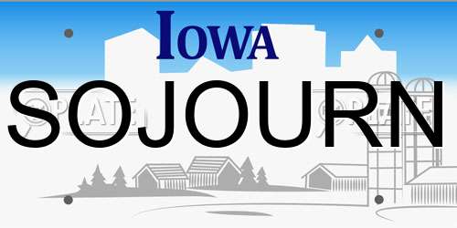 SOJOURN Iowa License Plate