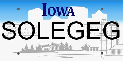 SOLEGEG Iowa License Plate