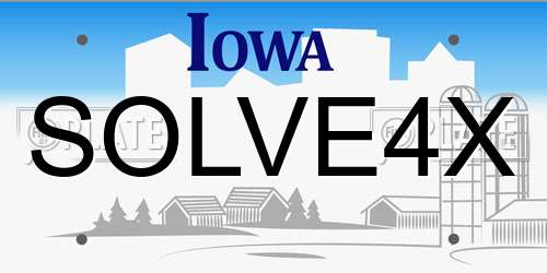 SOLVE4X Iowa License Plate