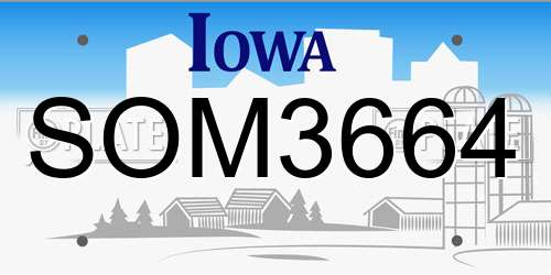 SOM3664 Iowa License Plate