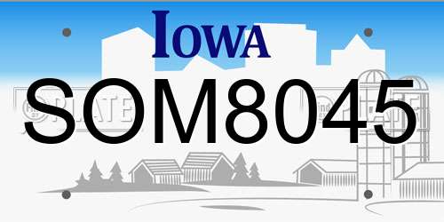 SOM8045 Iowa License Plate