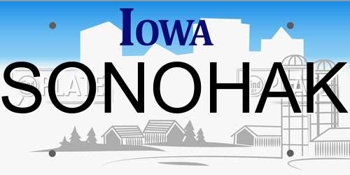 SONOHAK Iowa License Plate