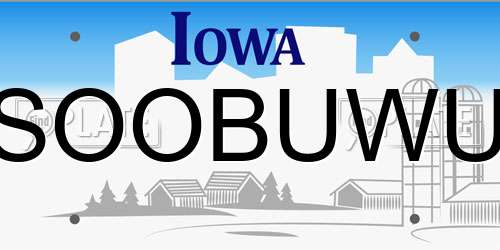 SOOBUWU Iowa License Plate