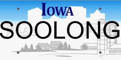 SOOLONG Iowa License Plate