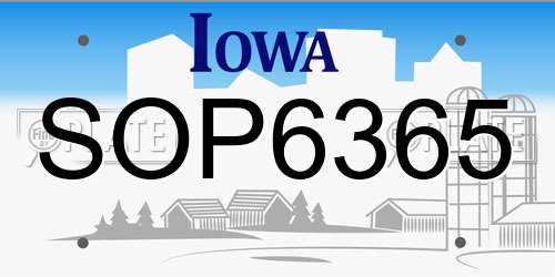 SOP6365 Iowa License Plate