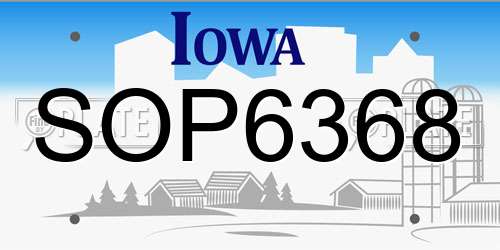 SOP6368 Iowa License Plate